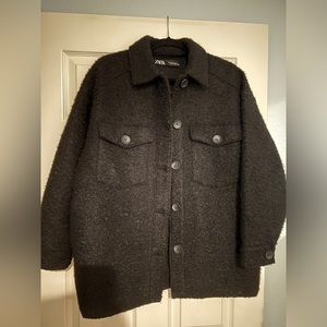 Zara Teddy Shacket Black Size Medium